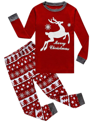 Family Feeling Baby Girls Boys Long Sleeve Christmas Pajamas Sets 100% Cotton Pyjamas Toddler Infant Kids 12-18 Months Reindeer