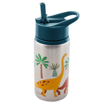 Stephen Joseph Stainless Steel Water Bottles, 18 Oz, Straw Lid, Reusable Tumbler, Insulated, Dino