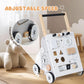 PTINFLUCE Wooden Baby Walker, Baby Push Walker with Wheel, Push and Pull Toys Learning to Walk, Montessori Walker Toy for Kids D