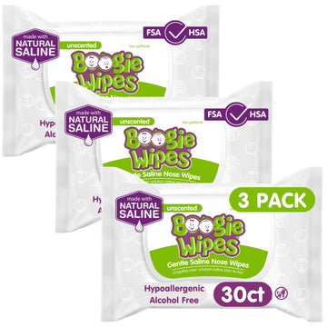 Baby Wipes By Boogie, Saline Wet Wipes For Nose, Face, Hand & Body, Fsa/Hsa Eligible, Made With Vitamin E, Aloe, Chamomile And N