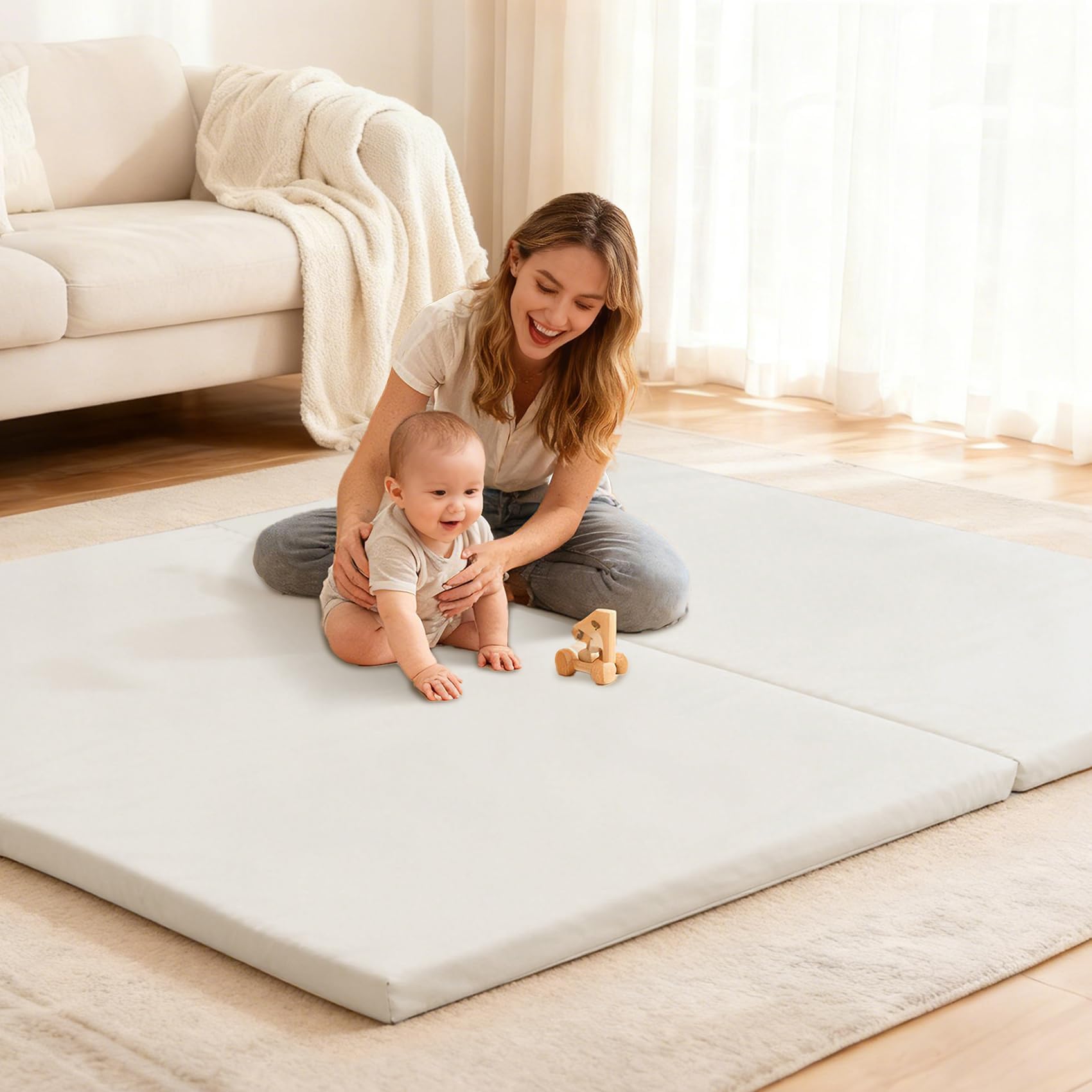 Ultra Soft Baby Play Mat for Floor 1.4 Thick Memory Foam 59x59 Playpen Mat for Toddlers Infant Kids with Non-Slip Backing Safe f