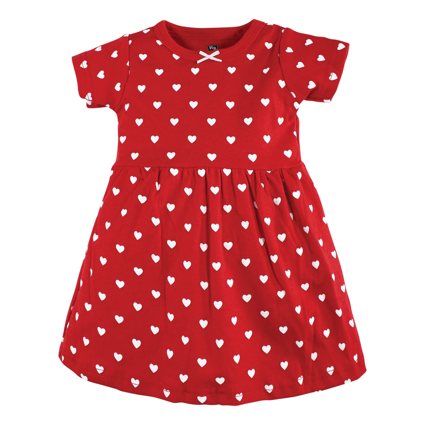 Hudson Baby Baby Girls Cotton Dresses Casual Dress, Red Pink Hearts, 12-18 Months Us