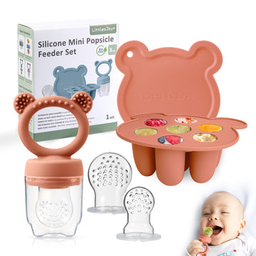 Littlesjoy Infant Baby Fruit Feeder & Food Feeder, Breast Milk Popsicle Mold For Purees, Baby Teething Relief Teether,4Pcs Self