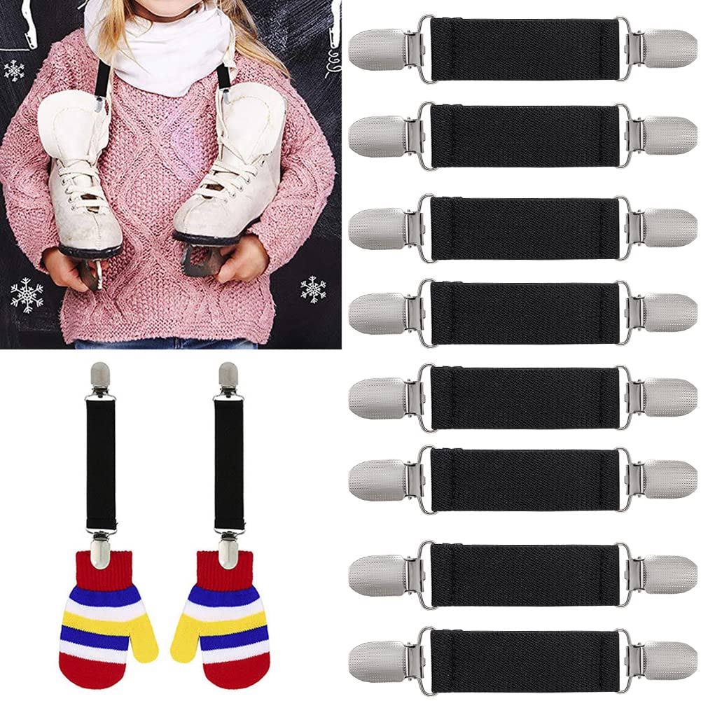 Zkptops 4 Pairs Winter Mitten Clips Elastic Stainless Steel Gloves Clips For Toddler Kids Baby Adults Mitten Clips Clothing Dres