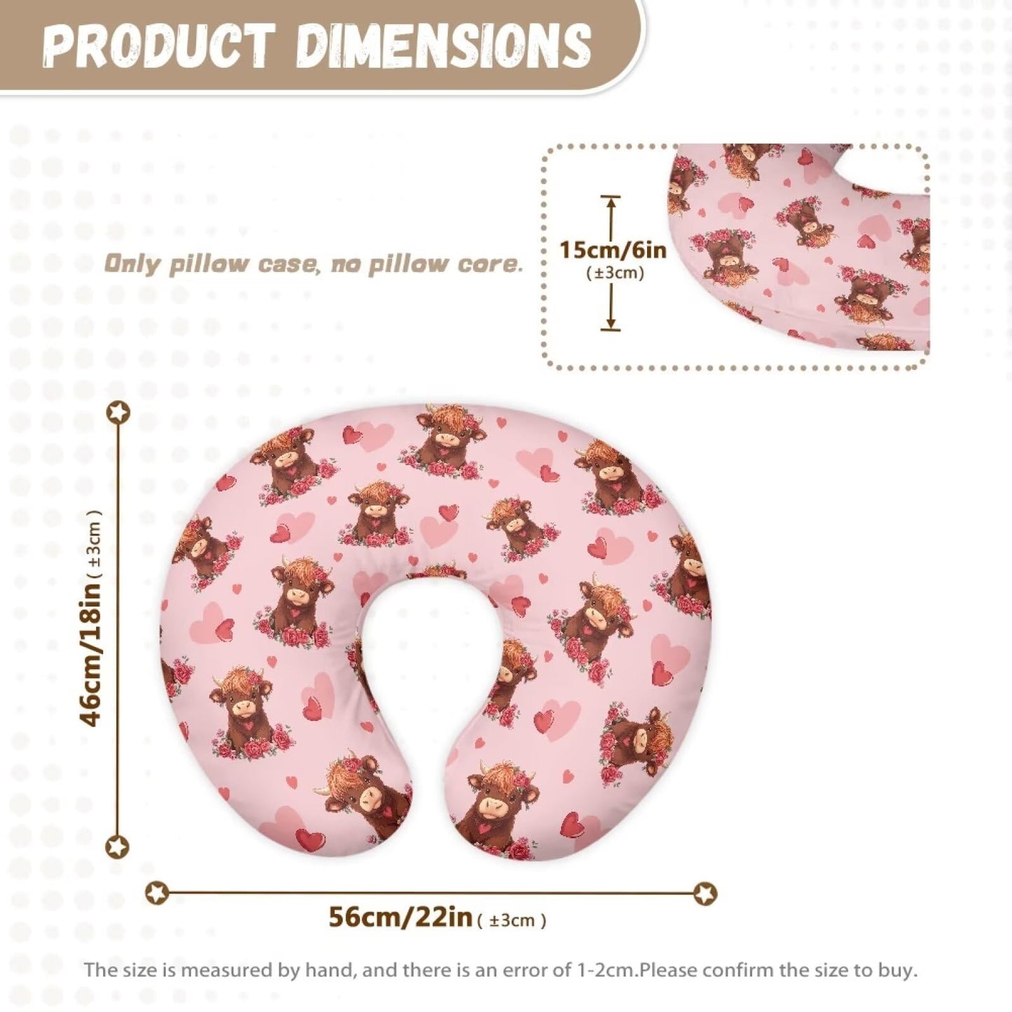 Tongluoye Highland Cow Nursing Pillow Cover For Baby Girls Boys Nursing Pillowcase Stretchy Breastfeeding Pillow Slipcovers For