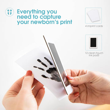 Pearhead 4-Pack Clean-Touch Ink Pad Kit, Mess-Free Inkless Handprint And Footprint Pad With Impression Cards, Suitable For Babie