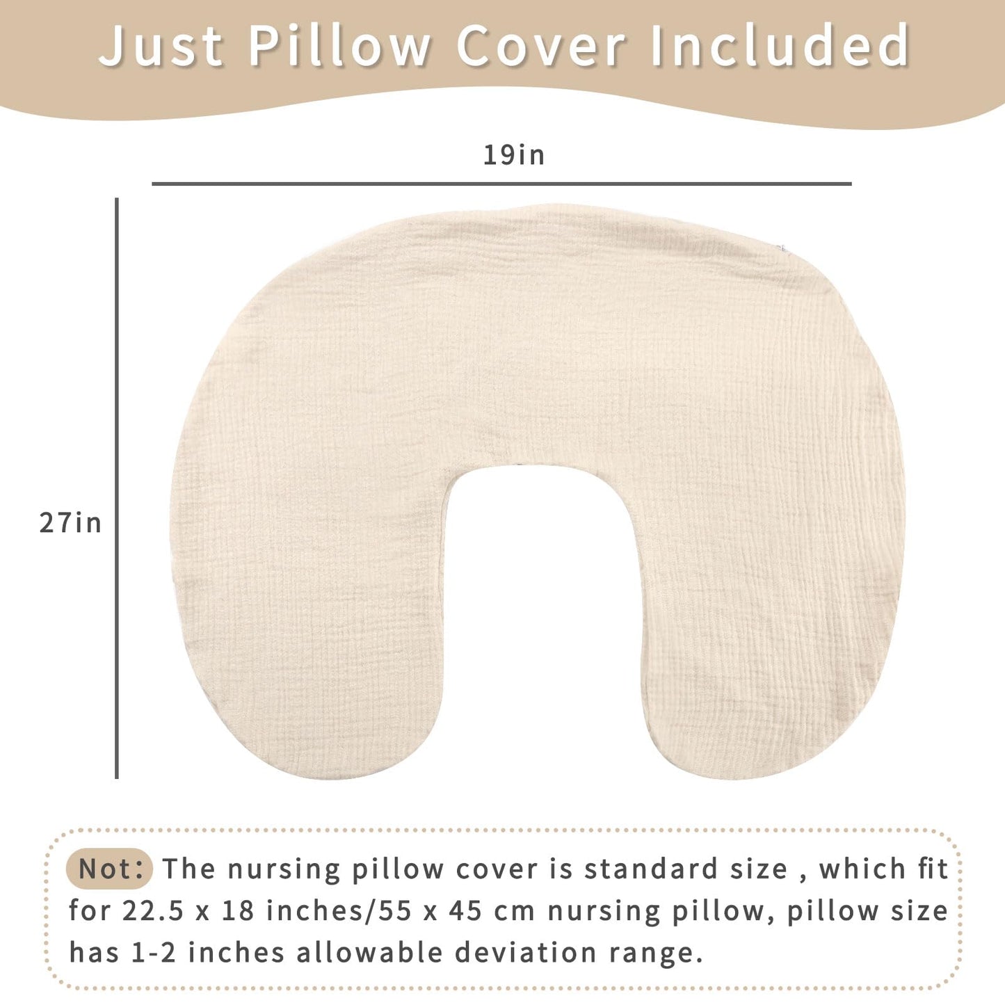 Muslin Nursing Pillow Cover, Cotton Breastfeeding Pillow Cover For Baby Girls Boys, Soft Breathable Nursing Pillowcase For Infan