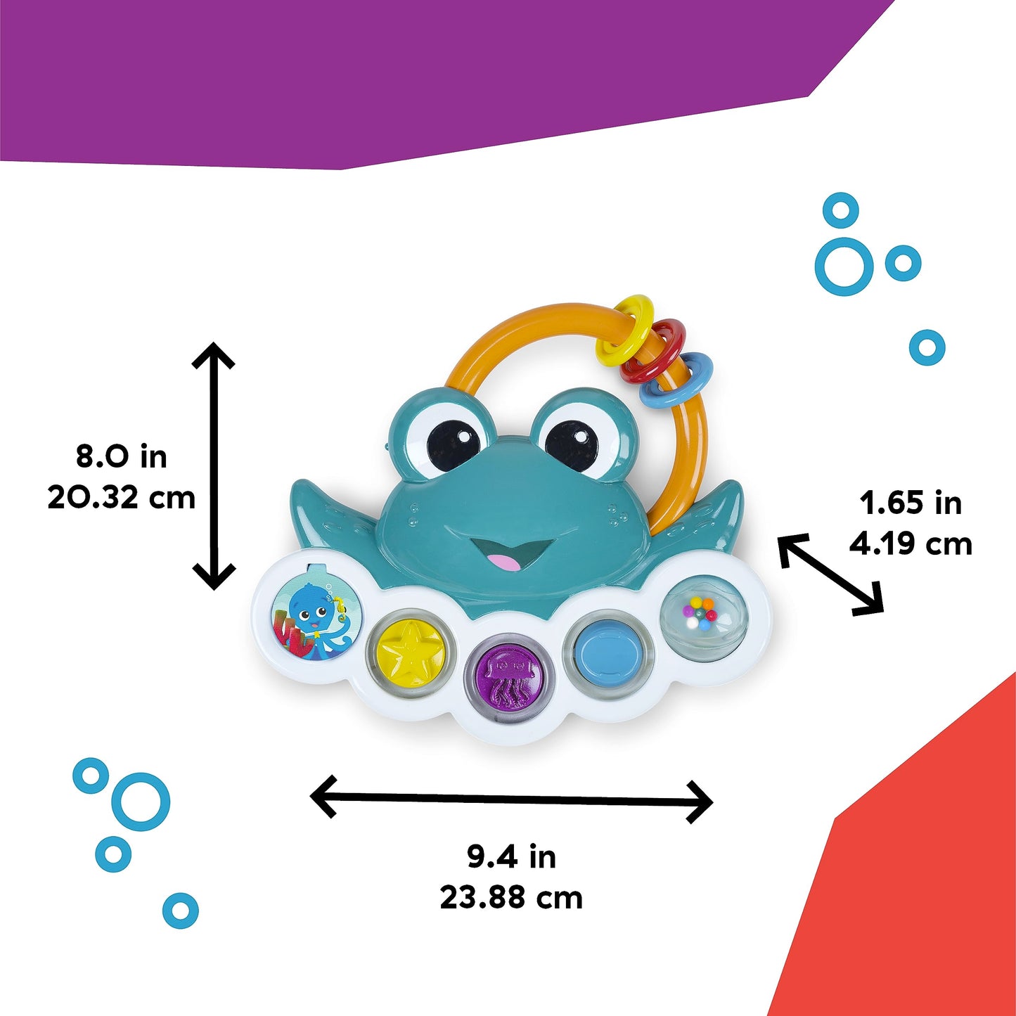 Baby Einstein Ocean Explorers Neptunes Busy Bubbles Sensory Activity Toy, with Interactive Lights and Music, Ages 3+ Months