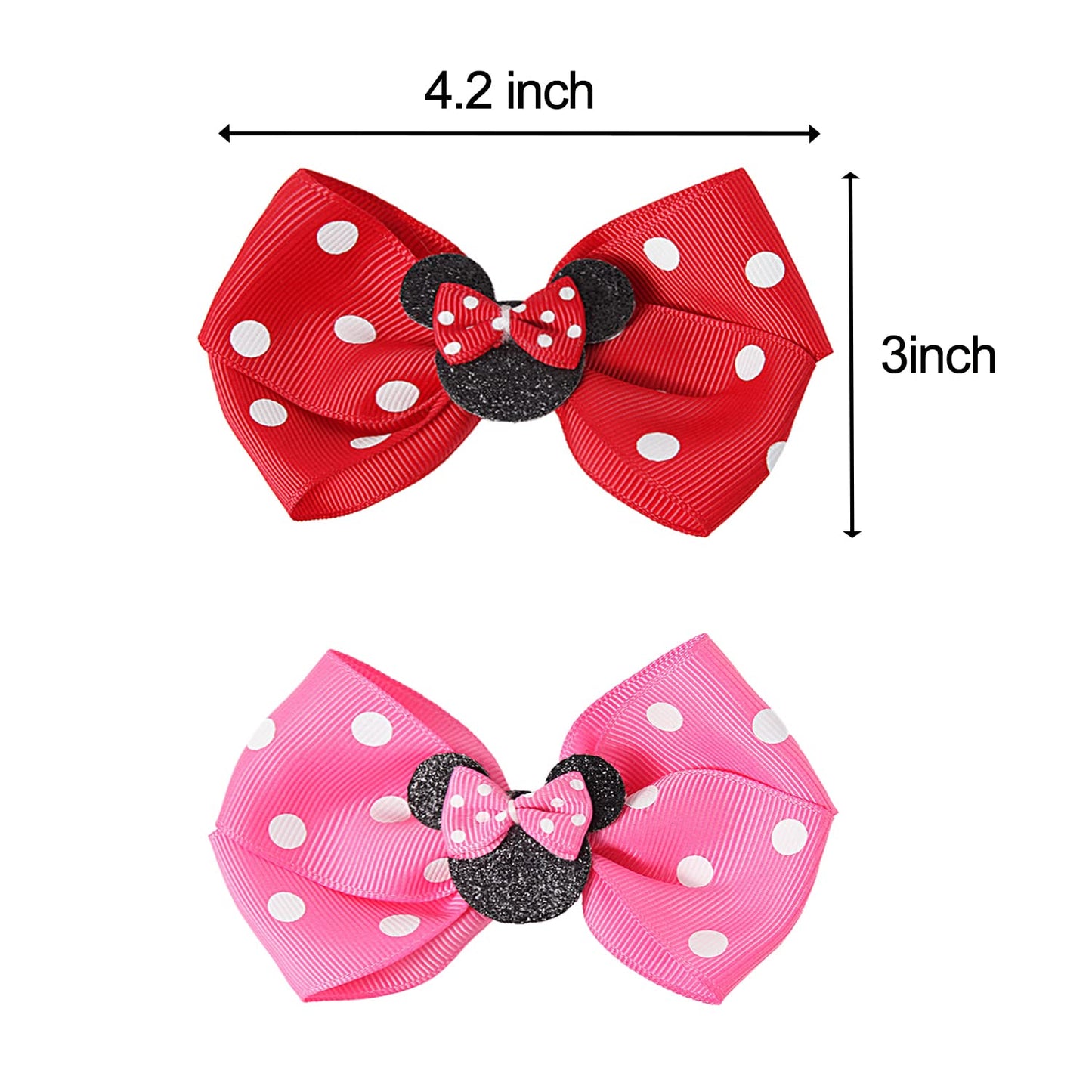 Rcjera Hair Clip, Baby Girl Mouse Ears Hair Bows Clips, 4Pcs Polka Dot Hair Accessory For Baby Kids Girls Women, Mice Hair Acces