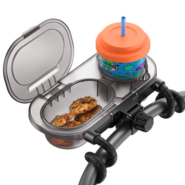 Universal Stroller Snack Tray: Cup Holder Tray With Silicone Flexible Arms Grip Stroller Tray With Dust Cover - Stroller Tray At