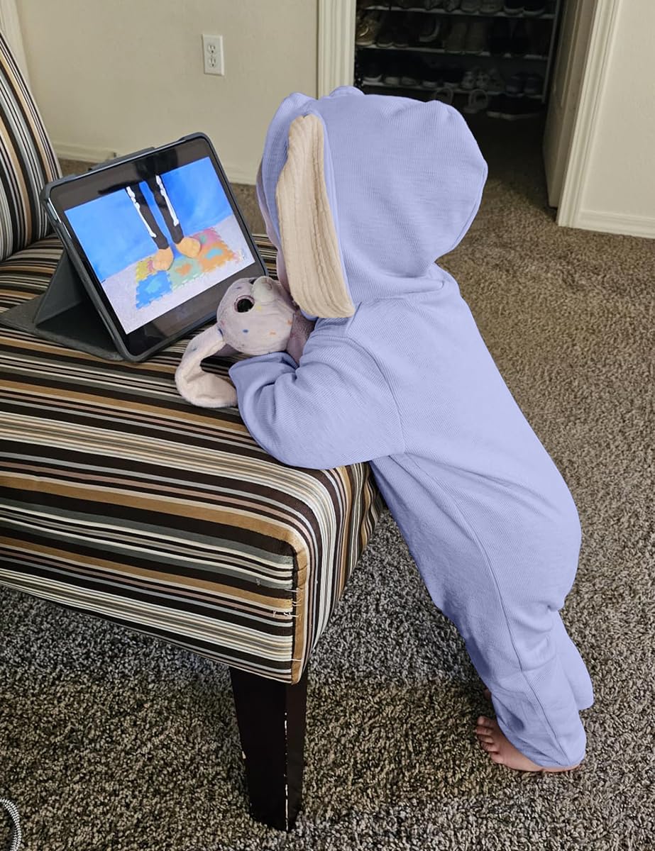 Agqt Baby Boys 1St Easter Outfit Halloween Bunny Costume One Piece Romper Bunny Ear Hoodie Outfit Light Blue Size 6-12 Months