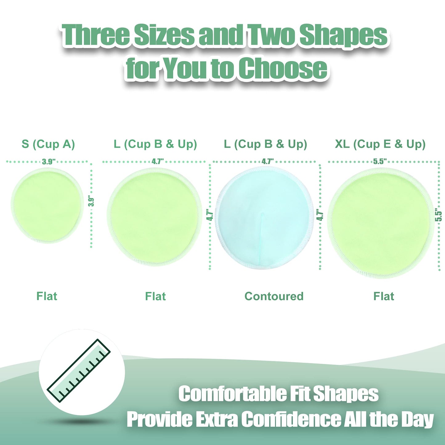 Wegreeco Nursing Breast Pads (14 Pack)+Laundry Bag & Travel Storage Bag, 2 Sizes: 3.9/4.7Inch - Washable & Reusable Breastfeedin