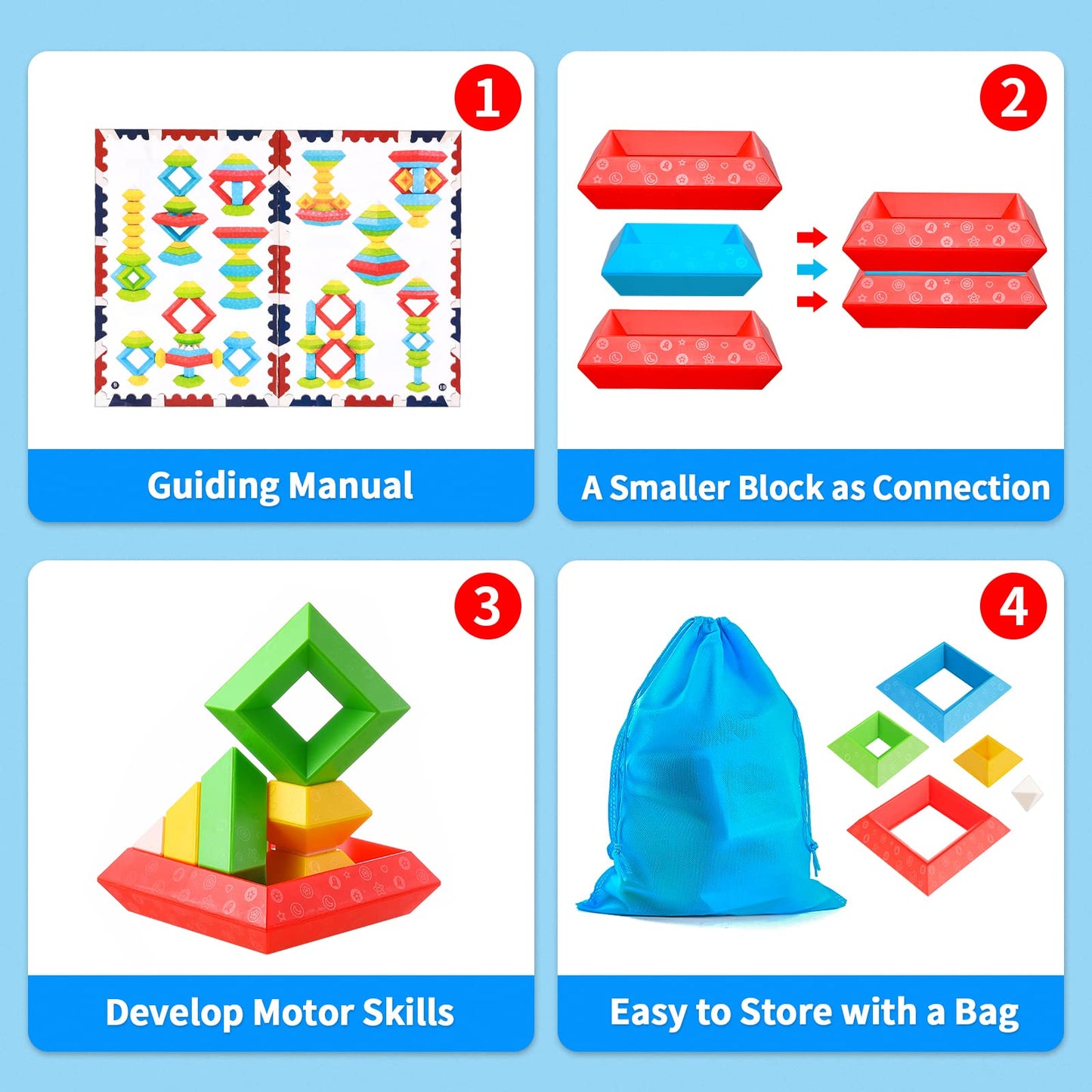 Hieoby Montessori Toys for 1 2 3 4 Year Old Boys Girls Toddlers Preschool Learning Activities 30Pcs Building Blocks Stacking Edu