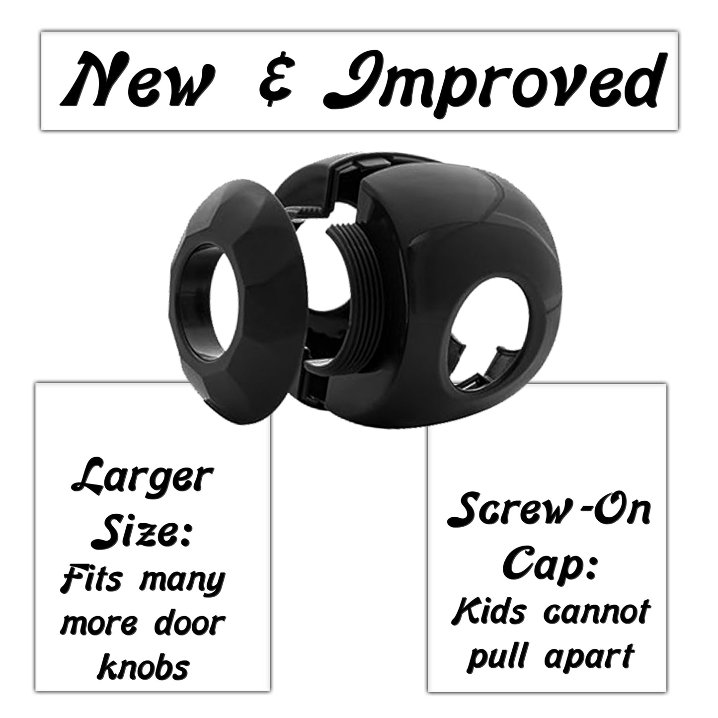 Black - Door Knob Baby Safety Cover - 5 Pack - Deter Little Kids From Opening Doors With A Child Proof Door Handle Lock - Driddl