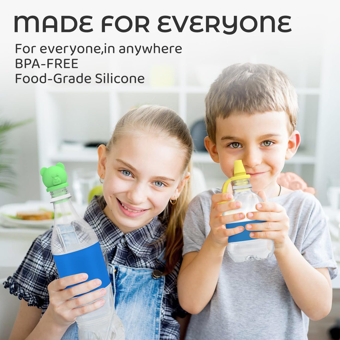 Giichen No Spill Water Bottle Caps - Bpa Free Silicone Top Protects Child'S Mouth, Replacement Spout Adapter For Toddlers To Adu