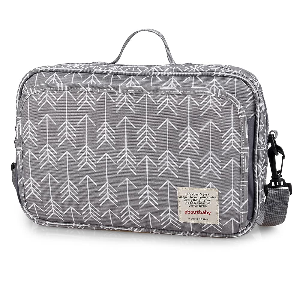 MOMIGO Diaper Caddy Tote Baby Stroller Bag Nursery Storage Bin , Wipes & Toys Mini Diaper Bag for Outdoor (Grey Arrow)