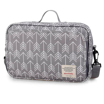 MOMIGO Diaper Caddy Tote Baby Stroller Bag Nursery Storage Bin , Wipes & Toys Mini Diaper Bag for Outdoor (Grey Arrow)