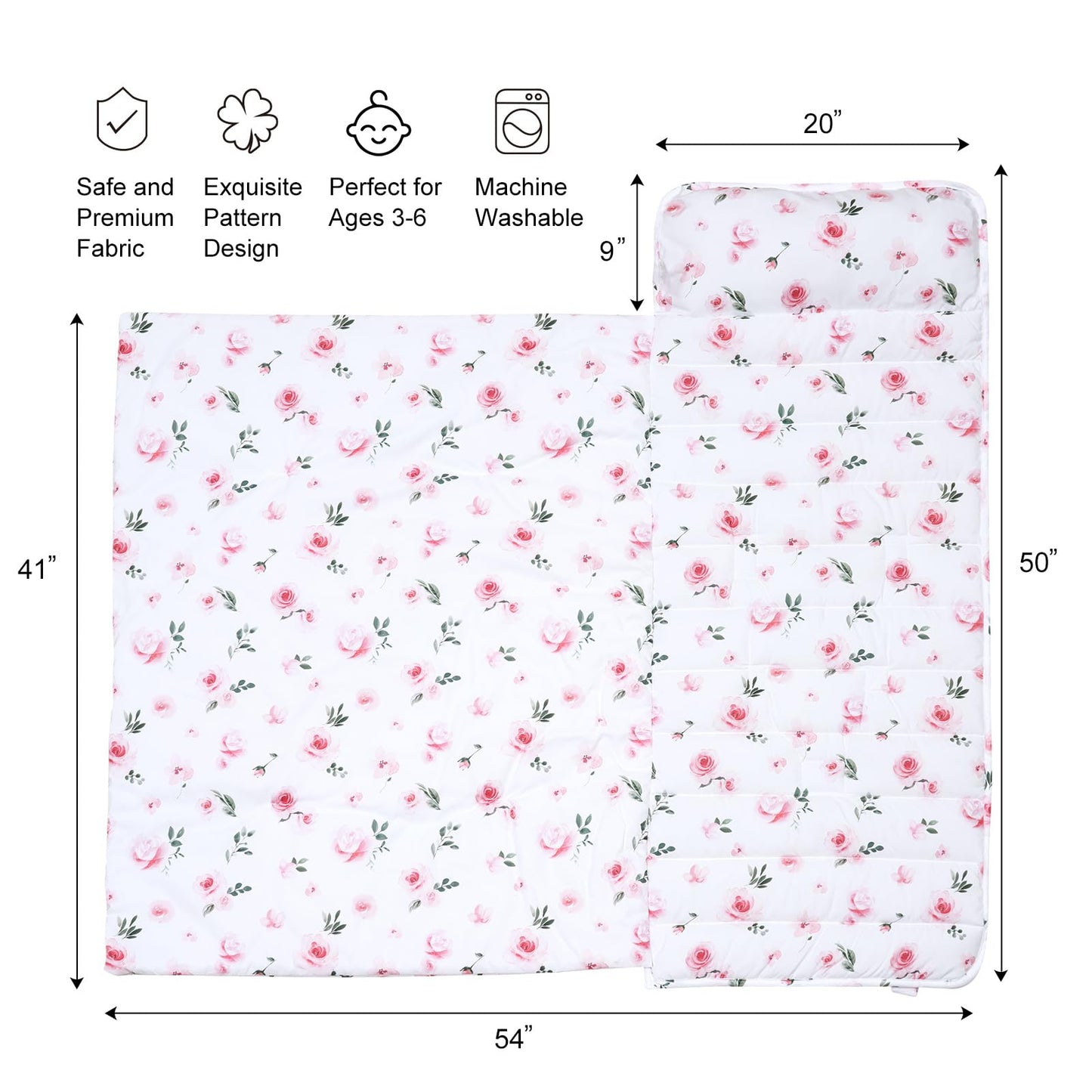 David'S Kids Toddler Nap Mat Set With Removable Pillow, Ultra Soft Slumber Bags For Girls,Perfect For Preschool, Daycare, Kids S