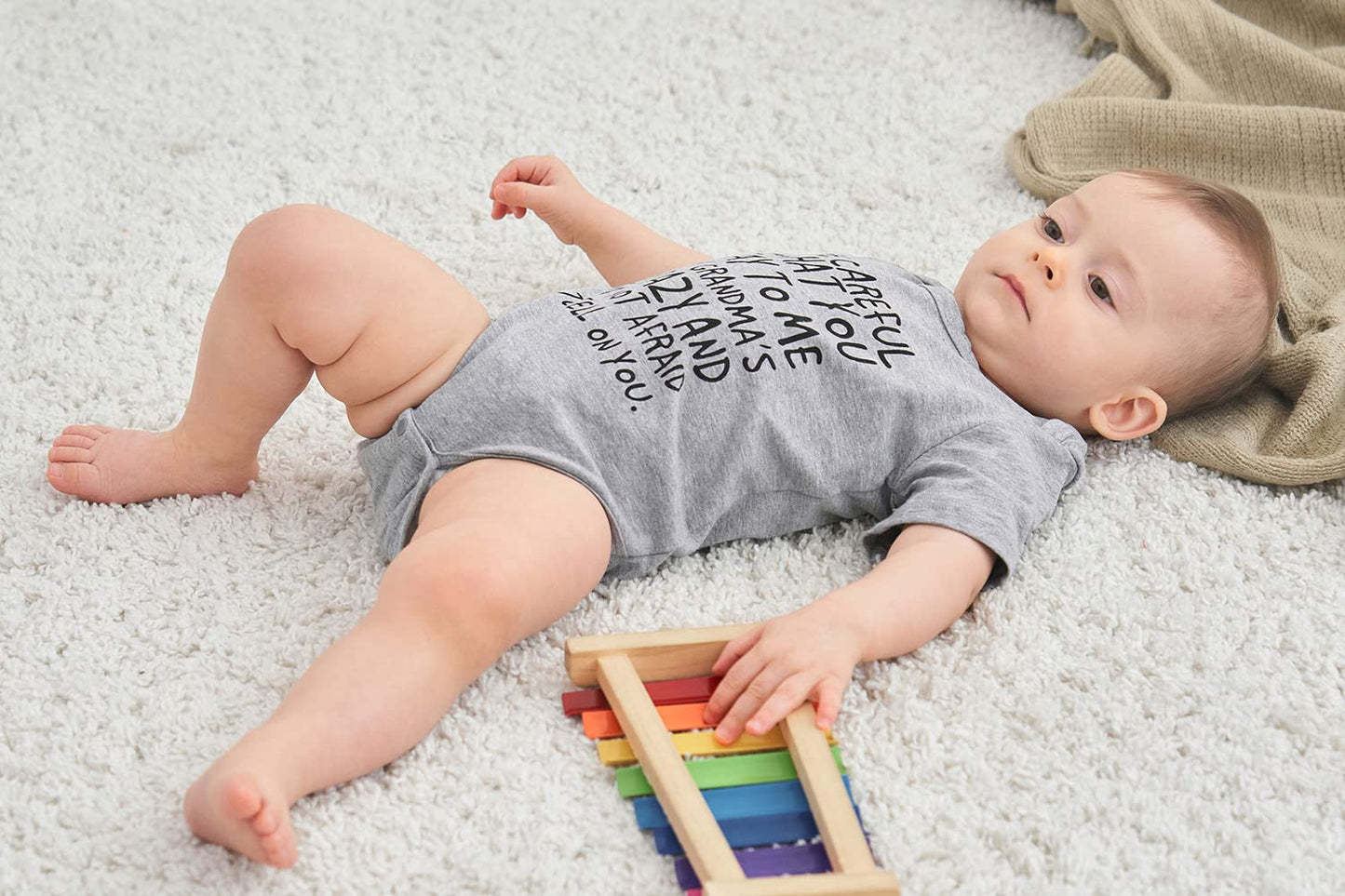 Unicomidea Baby Funny Rompers Softy Infant Bodysuit,My Grandma'S Crazy Letter Jumpsuit Baby Play Suits For 9-12 Months