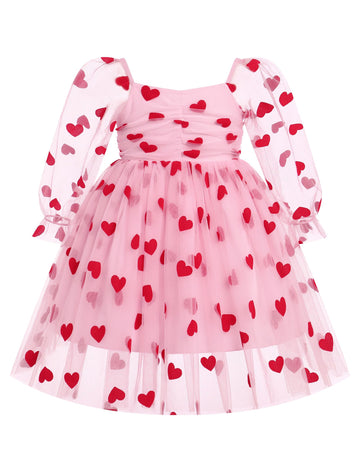 Idopip Toddler Baby Girls Dresses Valentines Day Sequin Heart Tutu Dress Infant Smocked Wedding Flower Girl Dress Formal Pageant