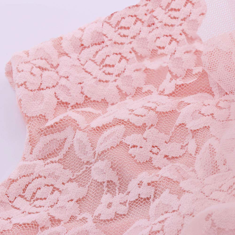 Cilucu Baby Girls Dress Toddler Kids Party Dress Tutu Pageant Lace Dresses Gown For Flower Girl Baby Birthday Pink Peach 4T-5T