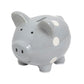 Kate & Milo Mini Ceramic Piggy Bank, Gender Neutral Nursery D  Cor, Baby Girl And Baby Girl Keepsake Gift, Gray With White Polka