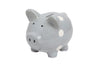 Kate & Milo Mini Ceramic Piggy Bank, Gender Neutral Nursery D  Cor, Baby Girl And Baby Girl Keepsake Gift, Gray With White Polka