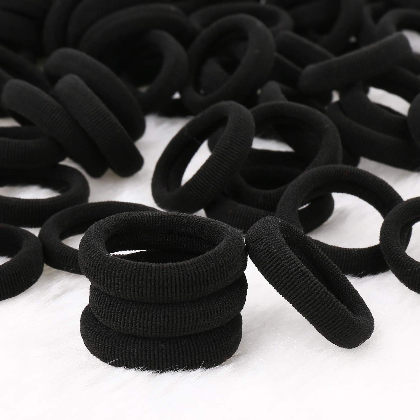 200Pcs Black Baby Hair Bands - Mini Seamless Toddler Hair Ties - Soft Toddler Hair Ponytail Holders For Kids Girls, 1 Inch In Di
