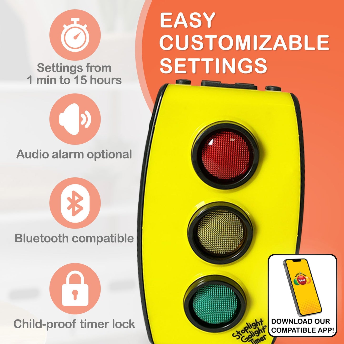 Stoplight Golight Timer - Red Yellow Green Traffic Light Timer For Kids, Bedtime Stoplight Alarm For Classroom, Sleep & Potty Tr