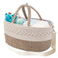 Yeayee Baby Diaper Caddy Organizer, Portable Nursery Storage Basket With Changeable Compartments, 100% Cotton Woven Rope Baskets