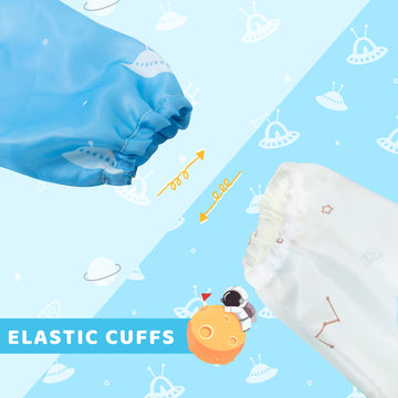 Little Dimsum Mess-Proof Baby Bibs|Infant Toddler Long Sleeve Waterproof Feeding Art Smock|Catching Food & Wipe Clean|Pack Of 2