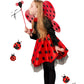 Ikali Girls Ladybug Costume, Halloween Deluxe Animal Fairy Fancy Dress Outfit With Wings (10Pcs Set) 7-8 Years
