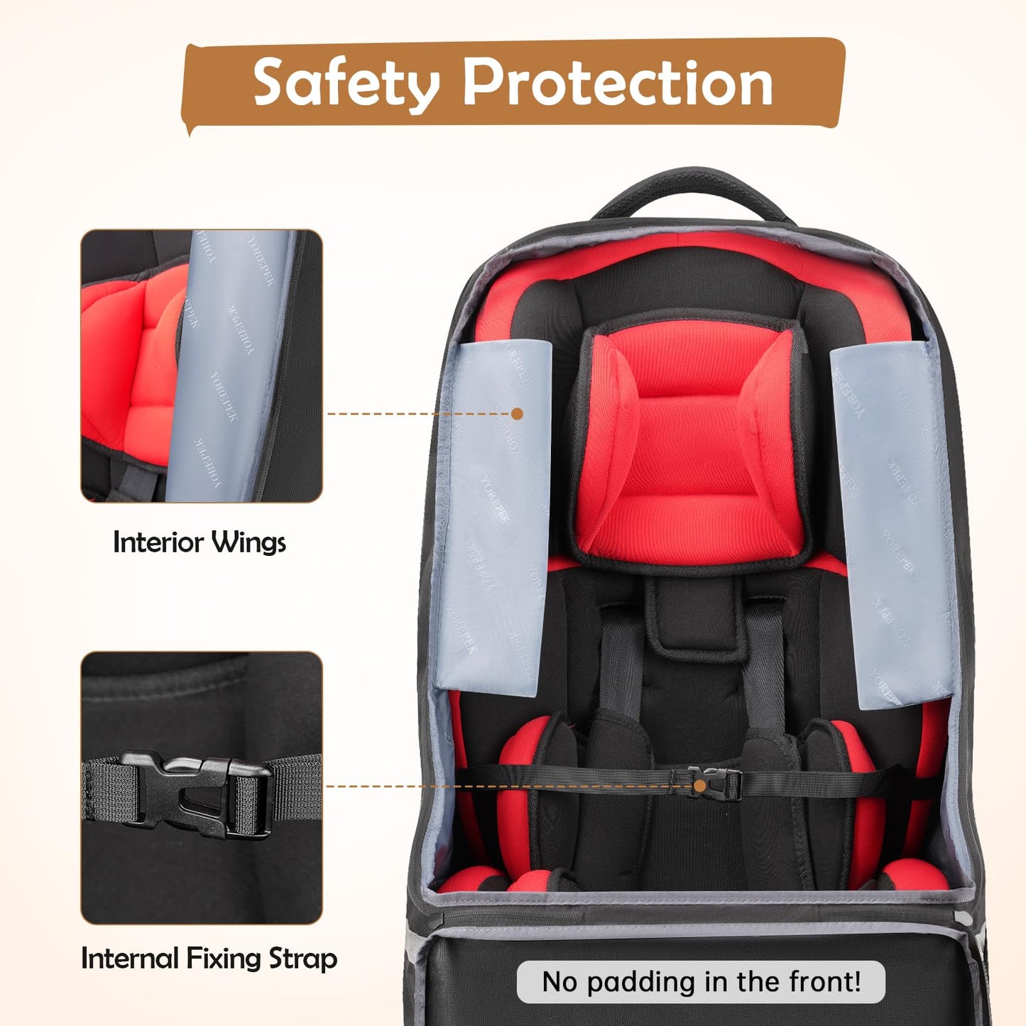 Yorepek Padded Car Seat Backpack For Air Travel, Baby Travel Essentials For Flying, Car Seat Protector Bag For Baby Travel, Car