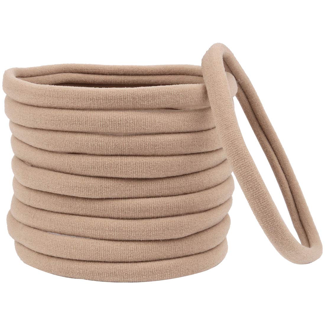 Xima 40 Pack Nylon Headband,Newborn Diy Headband Soft Elastic Hairbands For Baby Girls Infant Toddlers Kids(Tan-40Pcs)