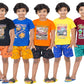 DELEDA Graphic Printed Nightwear Boys&Girls Set Pack of 5 (Black,Royal Blue,Orange,Yellow,Maroon, 23 Years)