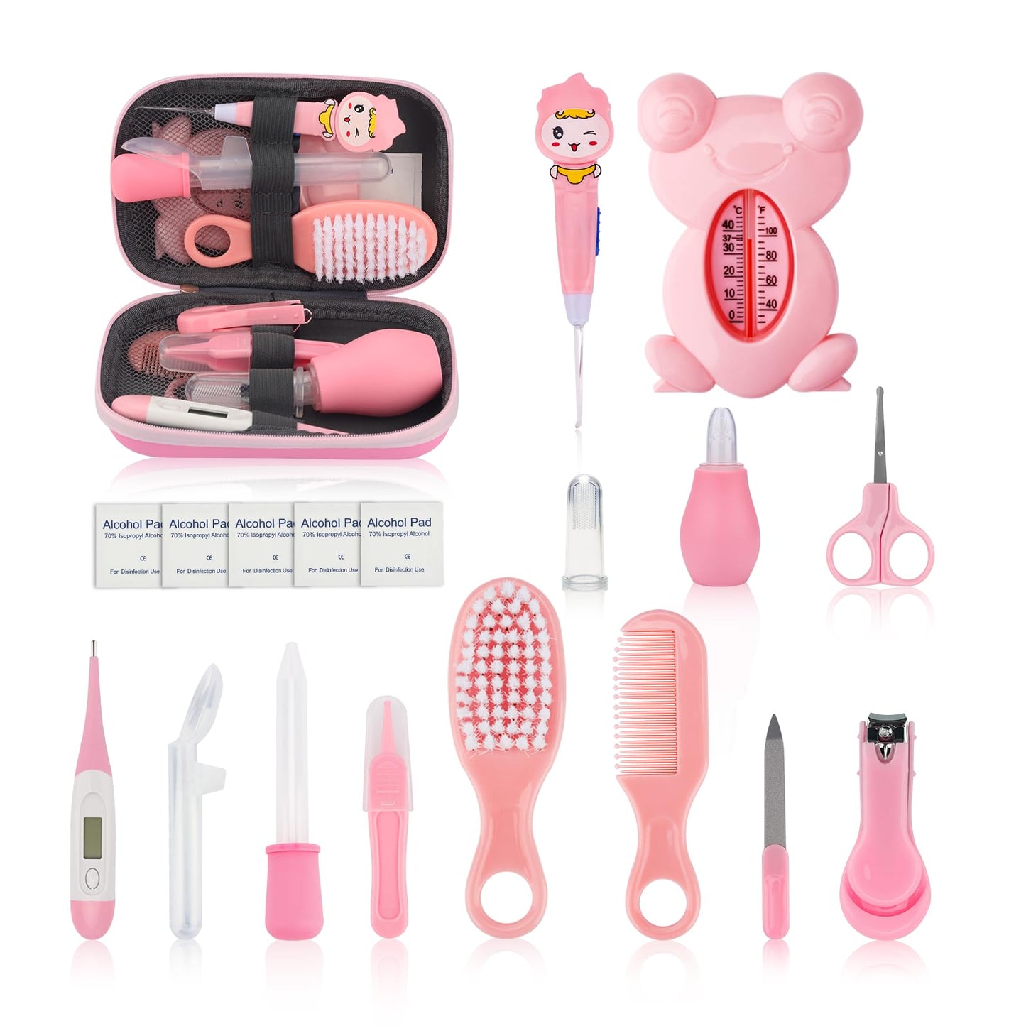 Baby Grooming And Healthcare Kit, Infant Safety Care Set With Hair Brush Comb Nail Clipper Nasal Aspirator Ear Cleaner,Baby Esse