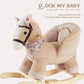 Rock My Baby Rocking Horse, Baby Animal Rocking Horse with Seat, Ride on Horse, Plush Rocking Horse with Realistic Sound, Wooden