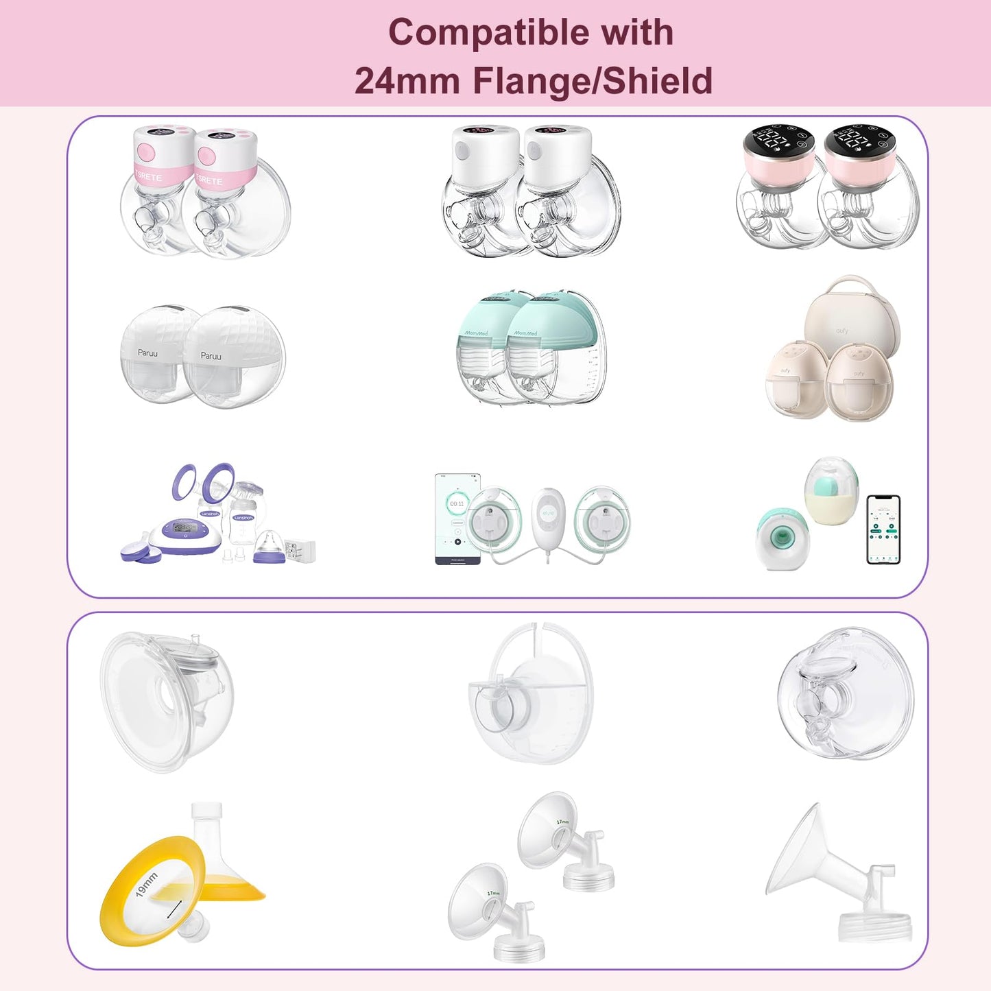 6Pc Flange Inserts 13/15/17Mm For Momcozy S9 Pro Hands Free Breast Pump,Compatible With S9/S10/S12 Wearable Breast Pump.Suitable