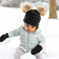 Funky Junque Exclusives Baby Girl Winter Hat Double Pom Pom Beanie, Black, Infants 0-12 Months