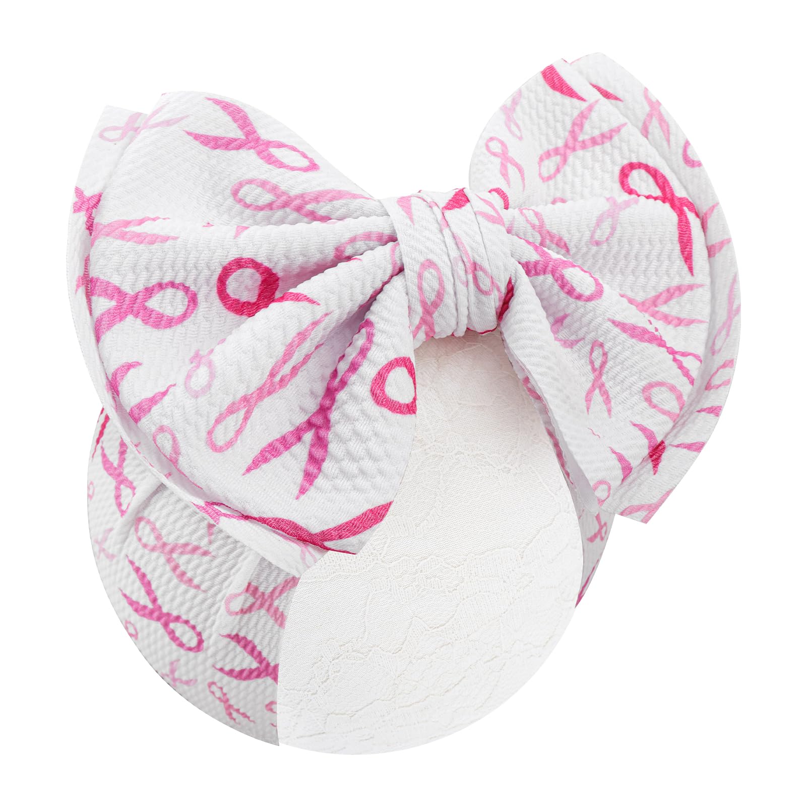 YanJie 7 Double Layered Pink Hair Bow for Baby Girls Breast Cancer Awareness Accessories Breast Cancer Gifts Pink Ribbon Headban