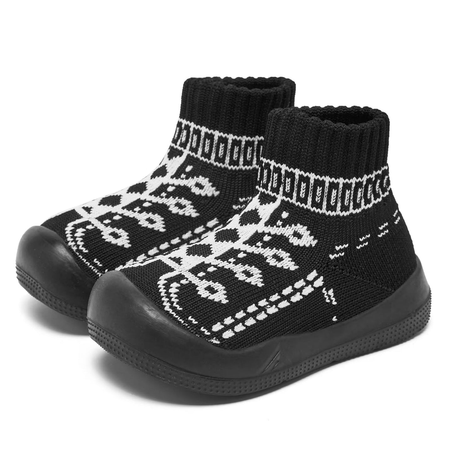 Baby Shoes Girls Boys Baby Sock Shoes With Grip Infant First Walking Sneaker Toddler Slipper Non Slip 0-9 Months Black