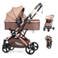 PEARLOVE 2 in 1 Baby Stroller Newborn Foldable Pushchair with Adjustable Canopy Folding High Landscape Infant Carriage, Anti-Sho