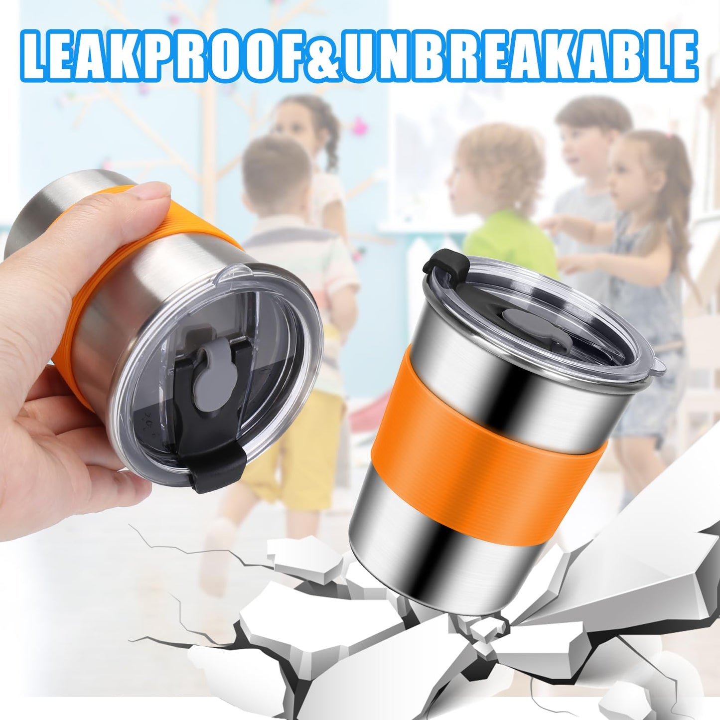 Shineme Toddler Cups With Straws Spill Proof 6Pack, 8Oz Small Stainless Steel No Spill Sippy Cup, Unbreakable Kids Cups With Lid
