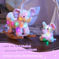 Glow Guards Light up Musical Elephant Baby Rocking Horse Set of 2 with Rainbow Elephant Plush Toy Baby Wooden Chair for Toddlers