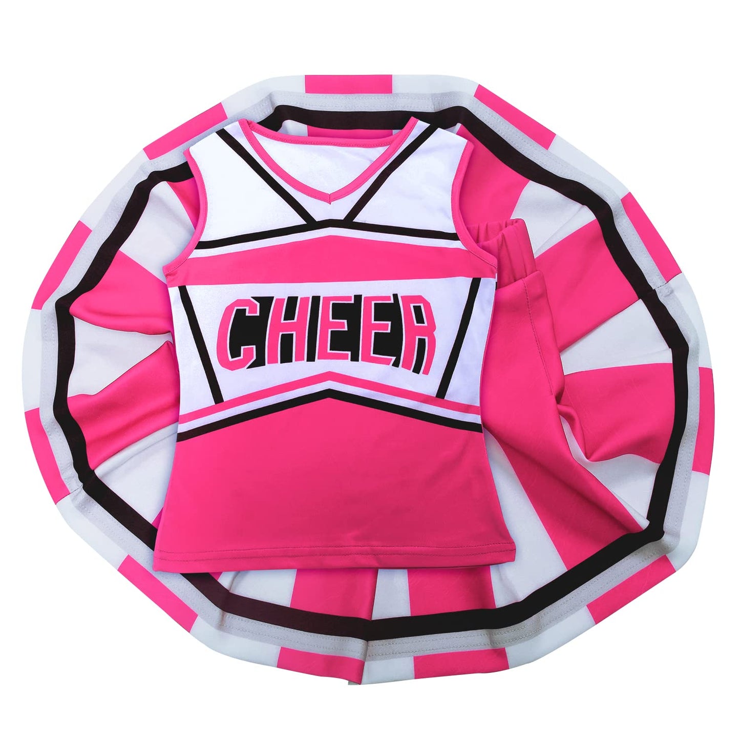 Koatobbor Girls Cheerleader Costume Cheerleading Outfit Dress For Halloween Party Birthday Gift 3-9Years (8-9 Years, Pink)