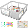 Baby Playpen with Mat and Ocean Balls 50x50 Inch, Play Pen for Babies and Toddlers with Gate, Baby Fence Sturdy Safety Playpen, 