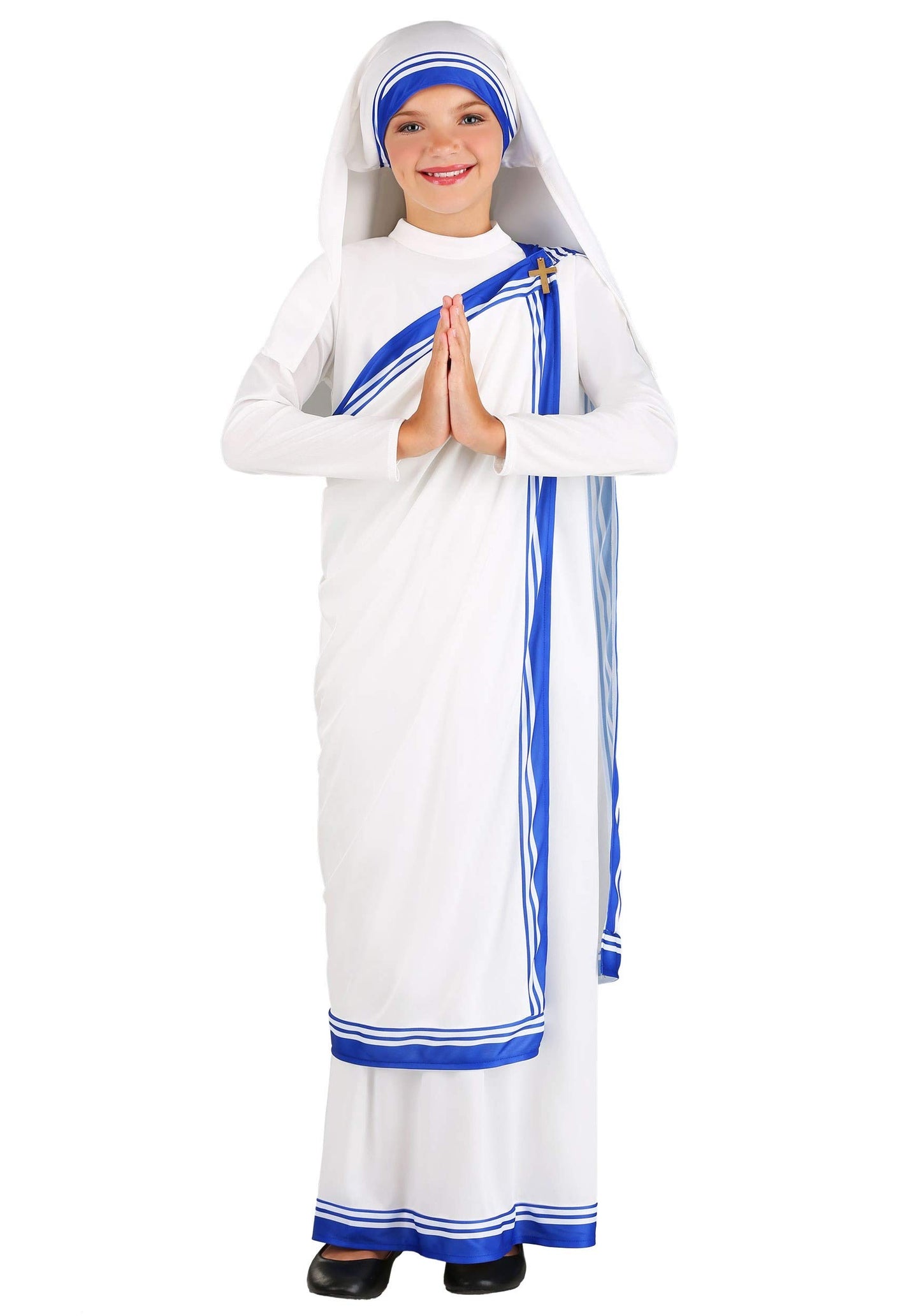 Mother Teresa Costume For Girls, Catholic Nun Dress, Girls Sari Dress, Saint Costume For Halloween & Dress-Up Medium