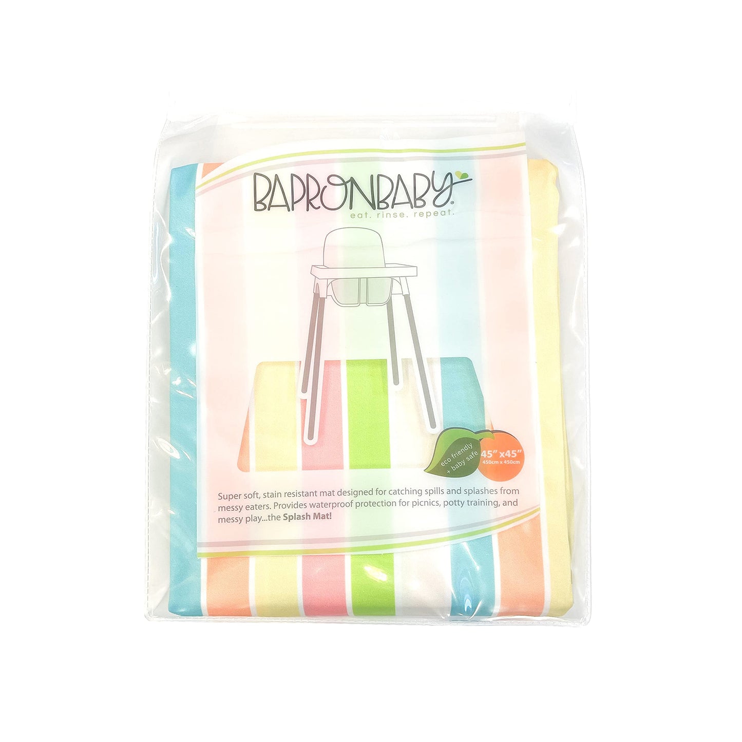 Bapronbaby Rainbow Stripes Splash Mat - Waterproof Catch-All For Under High Chairs, Floors, Tables, Playtime Or Arts & Crafts -
