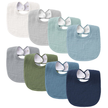 Konssy Muslin Baby Bibs 8 Pack Bandana Drool Bibs Cotton For Unisex Boys Girls, 8 Solid Colors Set For Teething And Drooling