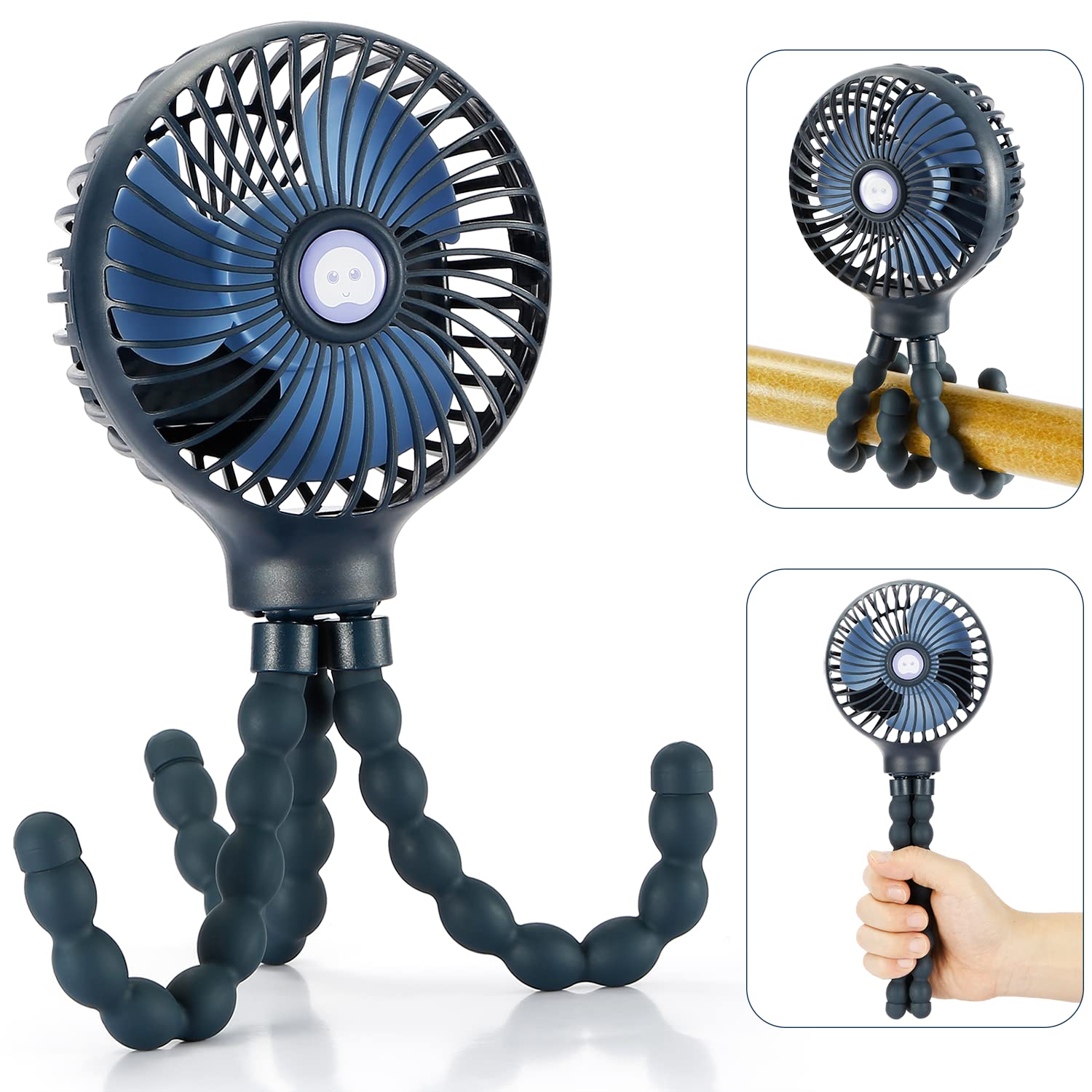 Snawowo Mini Handheld Personal Portable Fan, Baby Stroller Fan, Car Seat Fan, Usb Or Battery Powered, With Flexible Tripod Clip